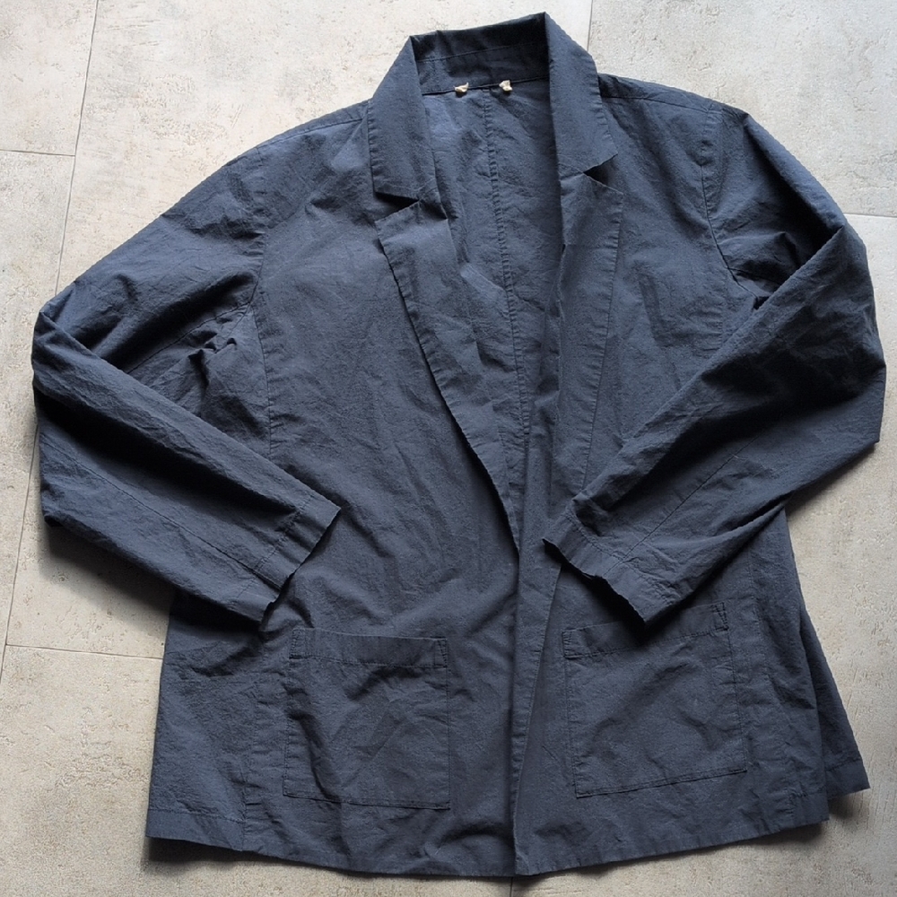 Eileen Fisher Women's Washed Navy Jacket 100% Organic Cotton